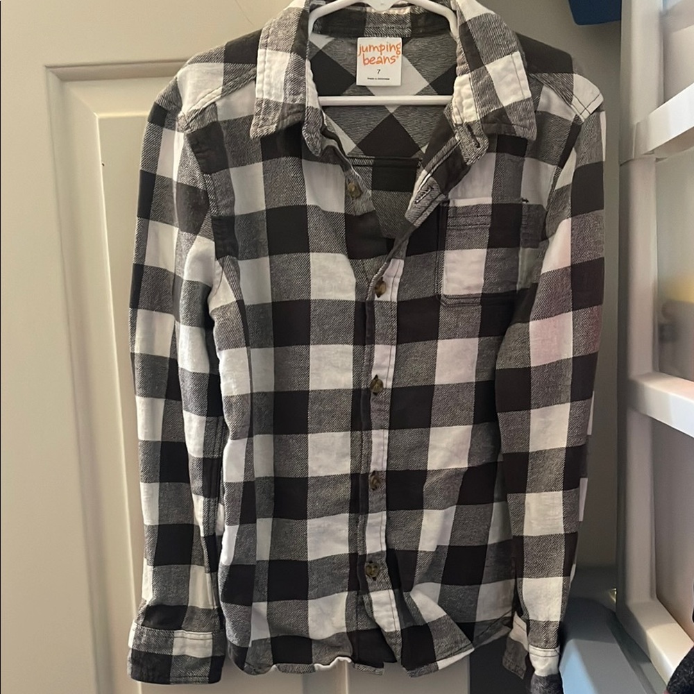 Black and White Plaid Button-Up Shirt